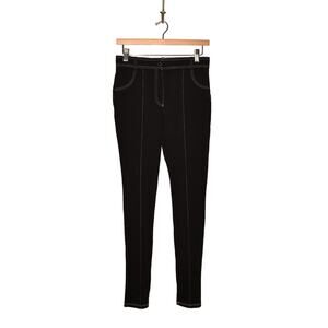 SANDRO $269 Stretch Skinny Ankle Pant Black w/ White Stitching EU 38 / US 4-6‎